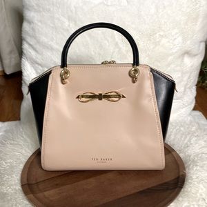 Brand New with Tags; Ted Baker, handbag, pink and black; iconic gold accessories